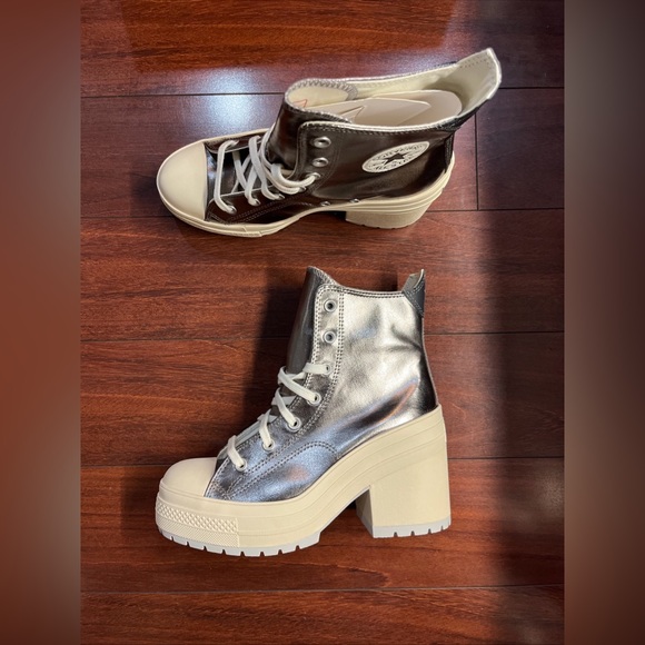 Womens 9 Converse Chuck 70 De Luxe Heel Hi Top Metallic Gunmetal New NO BOX - Picture 8 of 16
